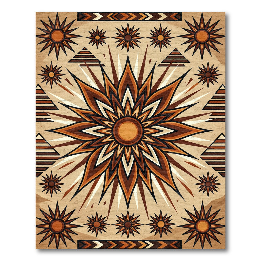 Earthy Southwestern Sun Burst Geometric Rug