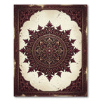 Intricate Burgundy Floral Damask Mandala Rug