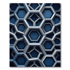Geometric Navy Sapphire Interlocking Hexagon Rug