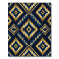 Gold Navy Ikat Geometric Diamond Rug
