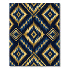 Gold Navy Ikat Geometric Diamond Rug