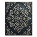 Elegant Slate Gray Ornate Scrollwork Rug