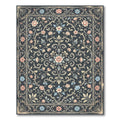 Elegant Floral Scroll Navy Rose Rug
