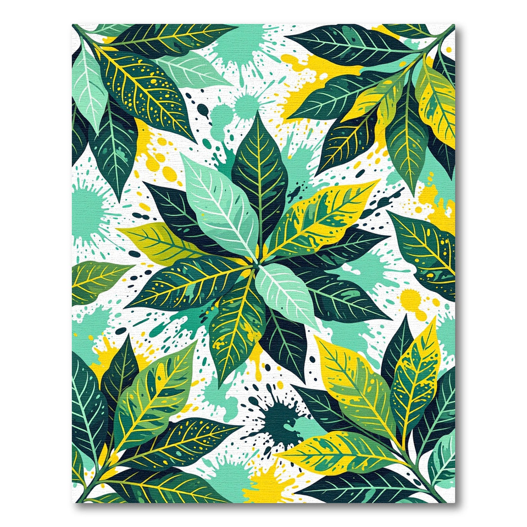 Lush Golden Tropical Foliage Art Rug