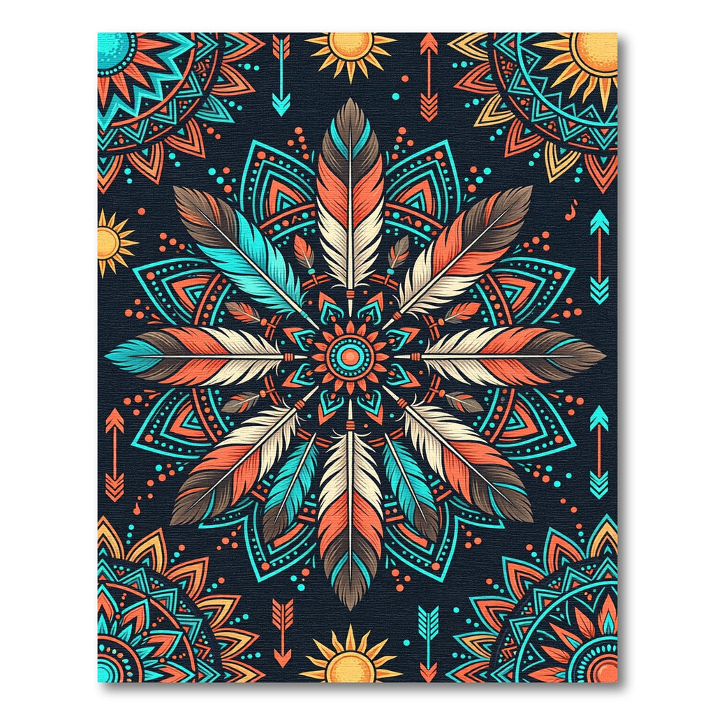 Bright Feathered Sun Mandala Rug