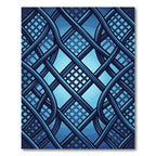 Azure Interwoven Grid Abstract Geometric Rug