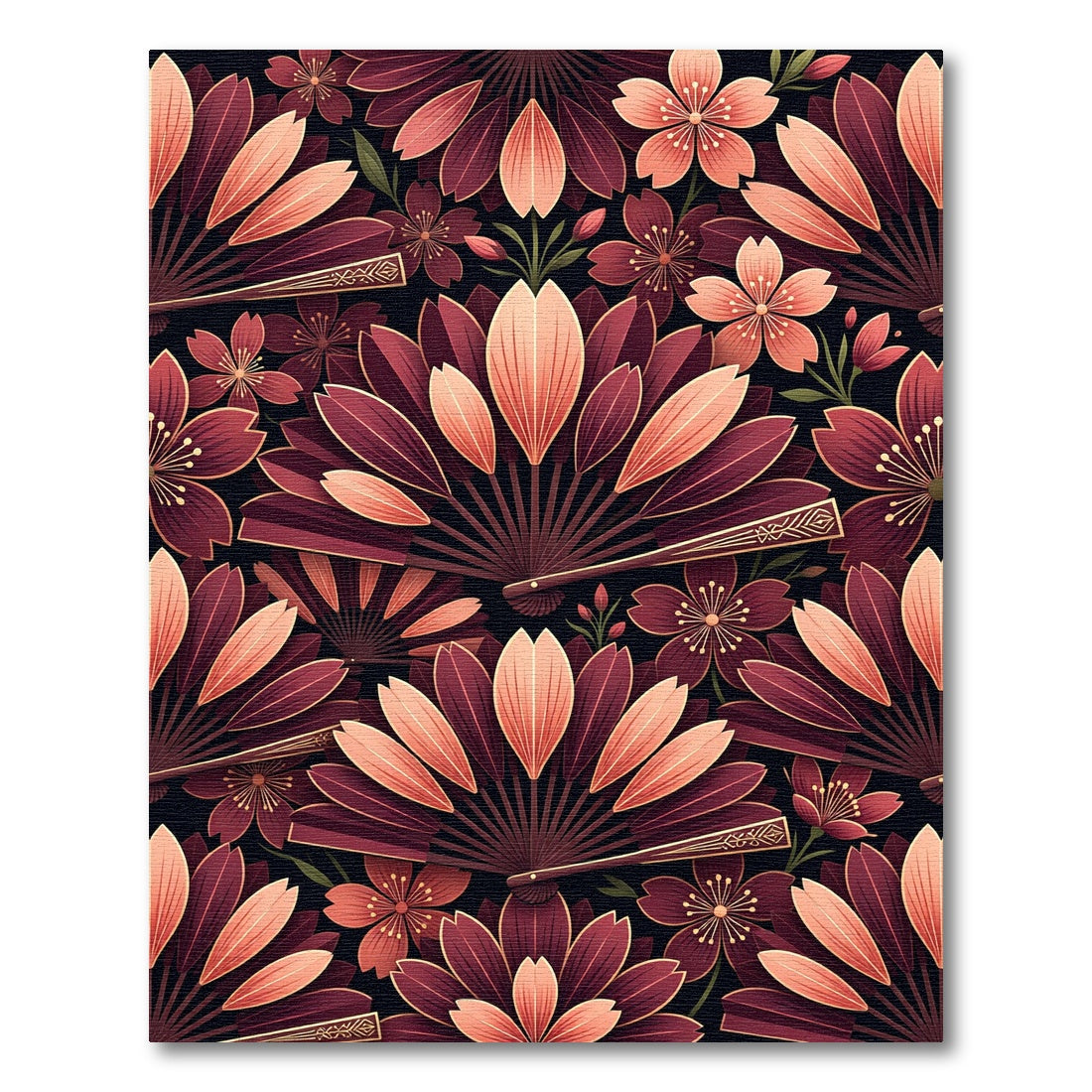 Deep Red Fan Blossom Garden Rug
