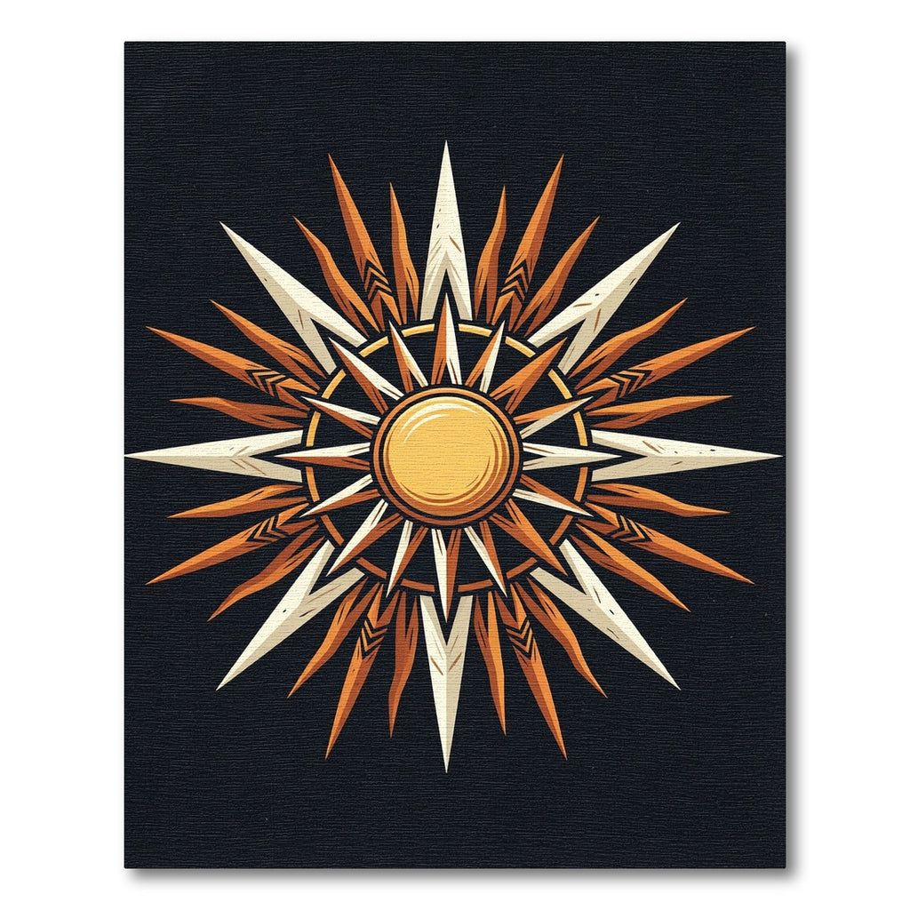 Golden Sunburst Starburst Motif Rug