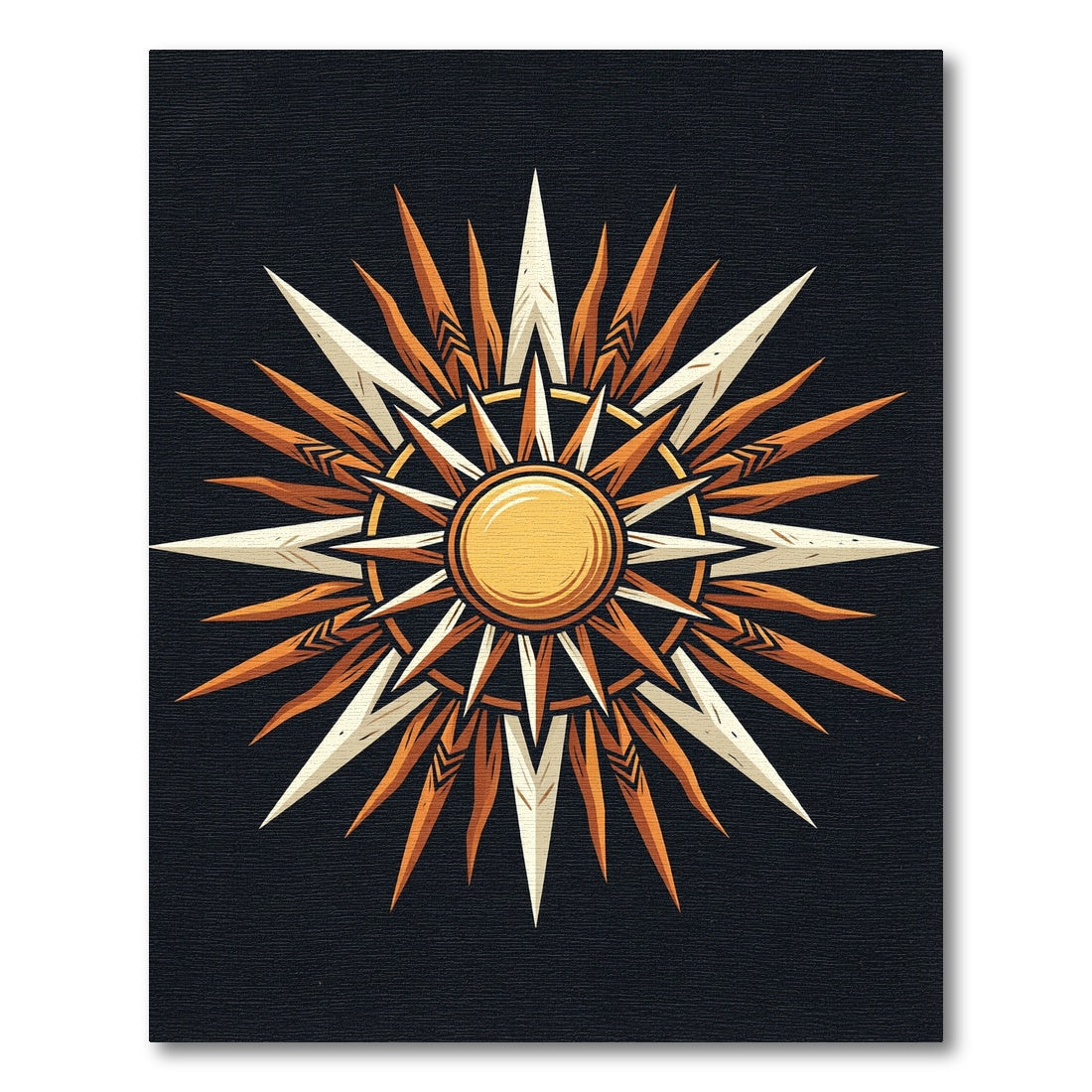 Golden Sunburst Starburst Motif Rug