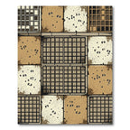 Distressed Gridded Earth Tone Squares Rug