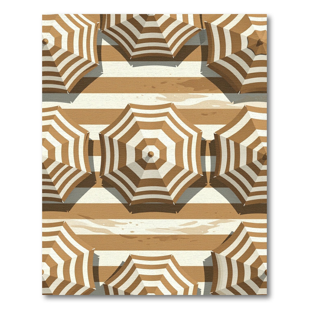 Earthy Tan Striped Beach Umbrella Rug