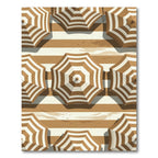Earthy Tan Striped Beach Umbrella Rug