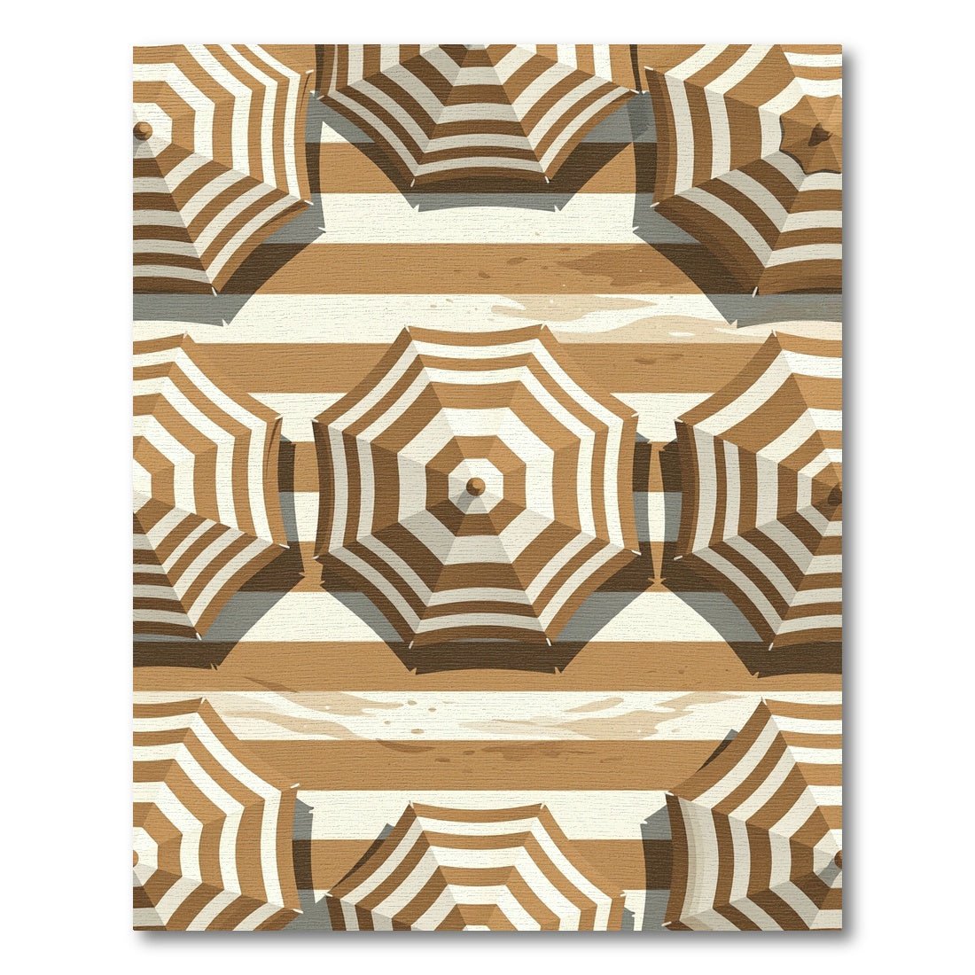 Earthy Tan Striped Beach Umbrella Rug