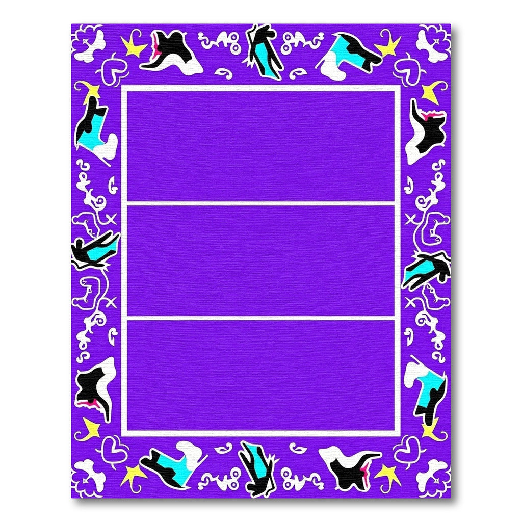 Vibrant Purple Abstract Doodle Border Rug
