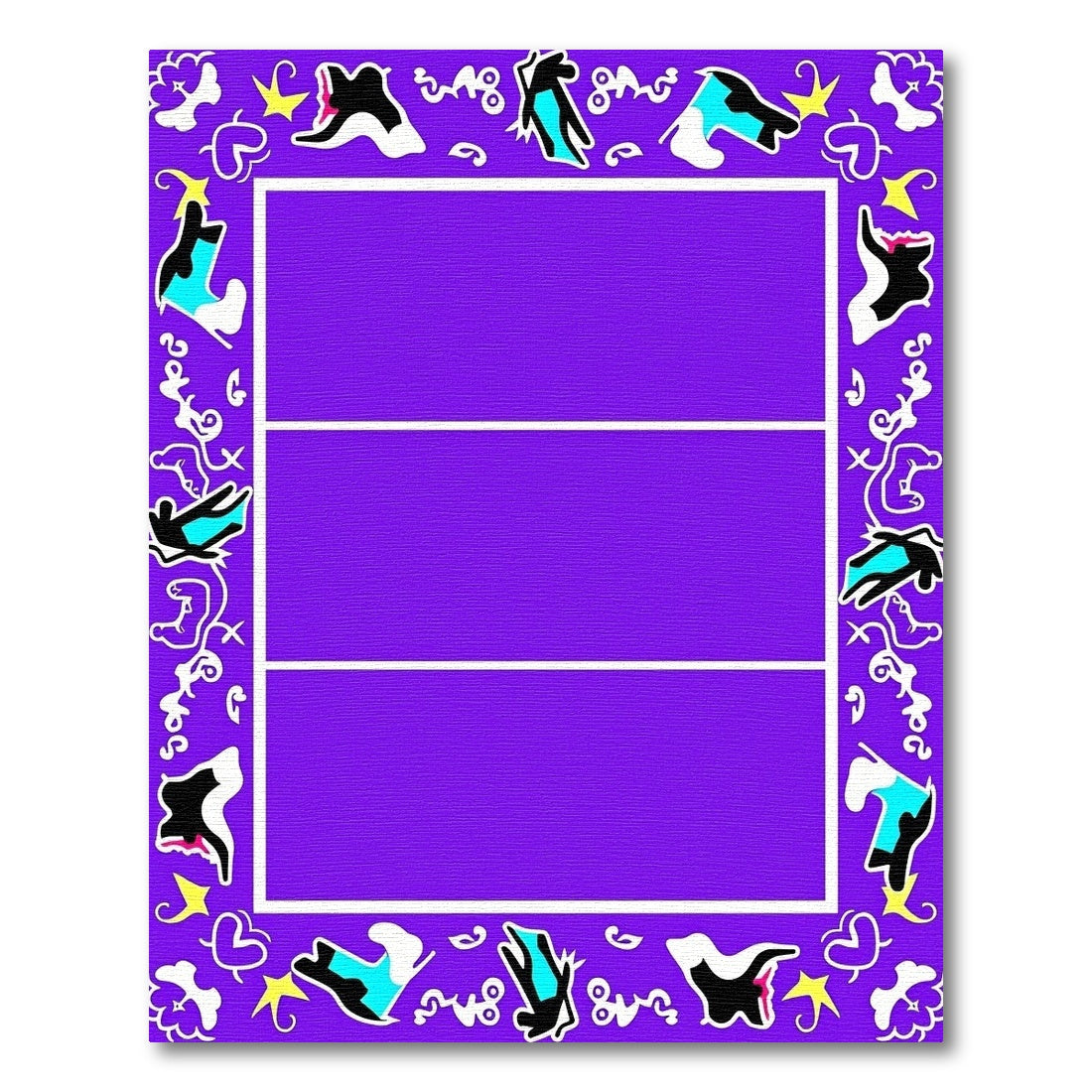 Vibrant Purple Abstract Doodle Border Rug