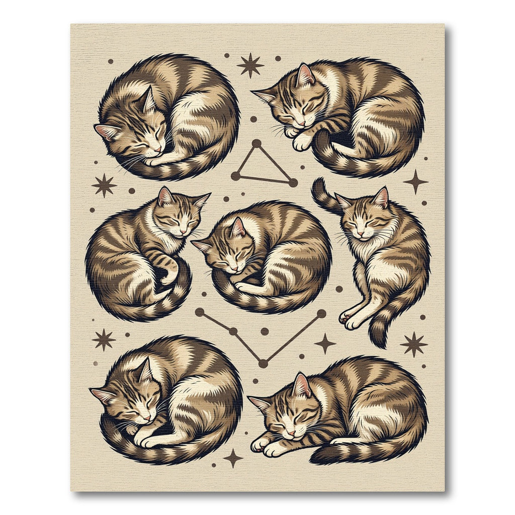 Celestial Sleeping Tabby Cat Constellation Rug