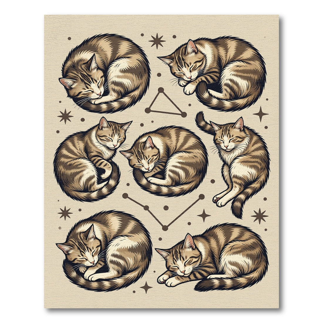 Celestial Sleeping Tabby Cat Constellation Rug