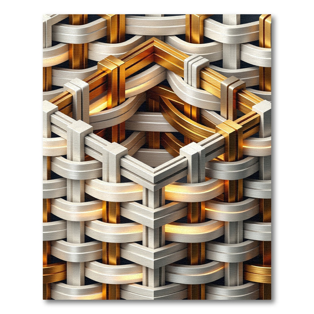Metallic Gold and Silver Interwoven Cube Rug