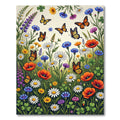 Whimsical Garden Meadow with Butterflies Rug