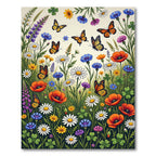 Whimsical Garden Meadow with Butterflies Rug