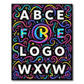 Vibrant Neon Swirl Alphabet Rug