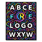Vibrant Neon Swirl Alphabet Rug