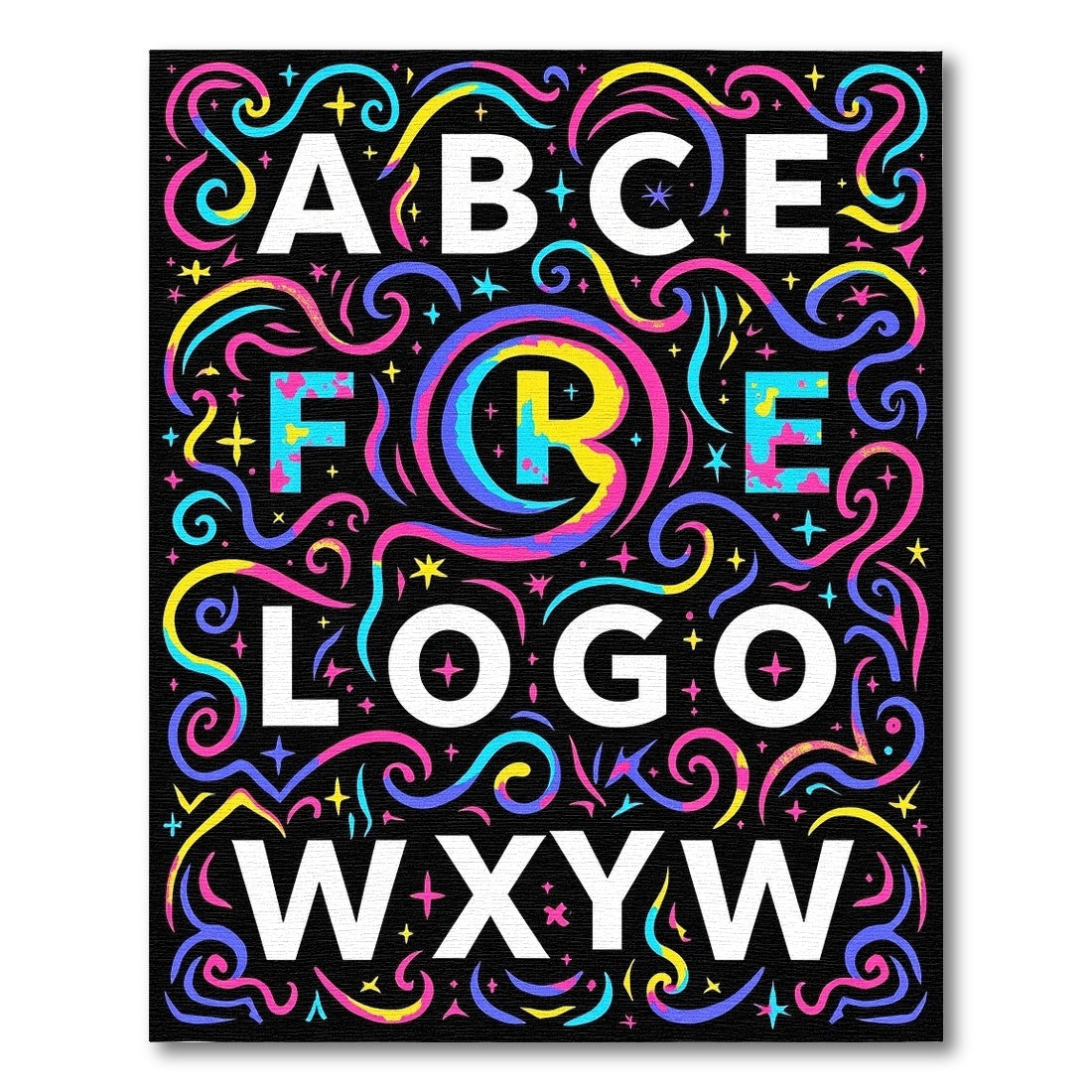 Vibrant Neon Swirl Alphabet Rug