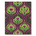 Vibrant Neon Pink Floral Damask Rug