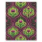 Vibrant Neon Pink Floral Damask Rug