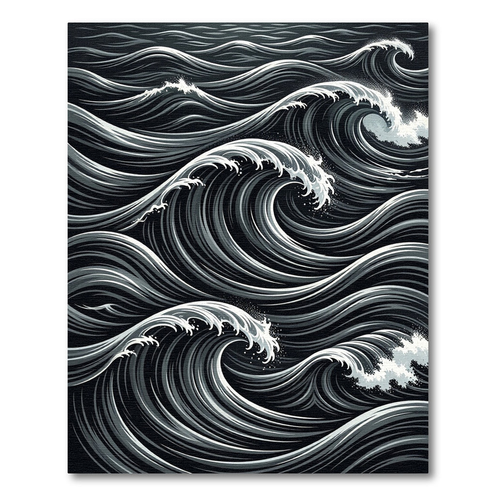 Monochromatic Black White Rolling Waves Rug