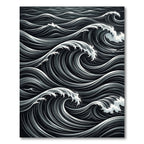 Monochromatic Black White Rolling Waves Rug