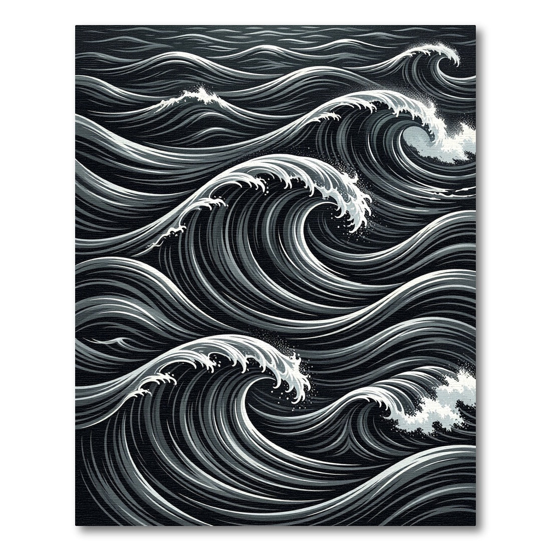 Monochromatic Black White Rolling Waves Rug