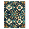Ornate Teal Golden Medallion Tapestry Rug