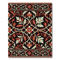 Black Red Floral Scrollwork Ornament Rug