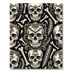 Gothic Ornate Skull Bone Baroque Tapestry Rug
