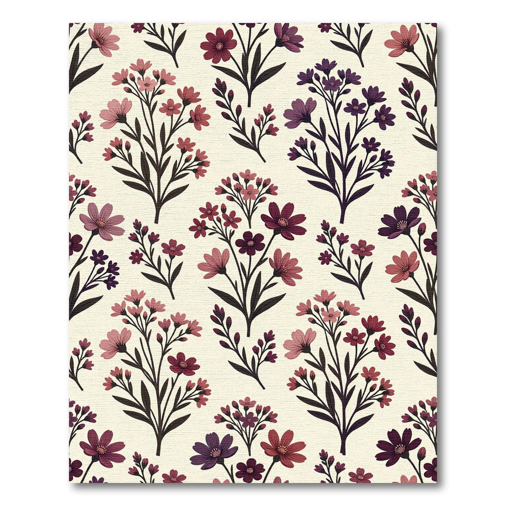 Vintage Mauve Floral Meadow Illustration Rug