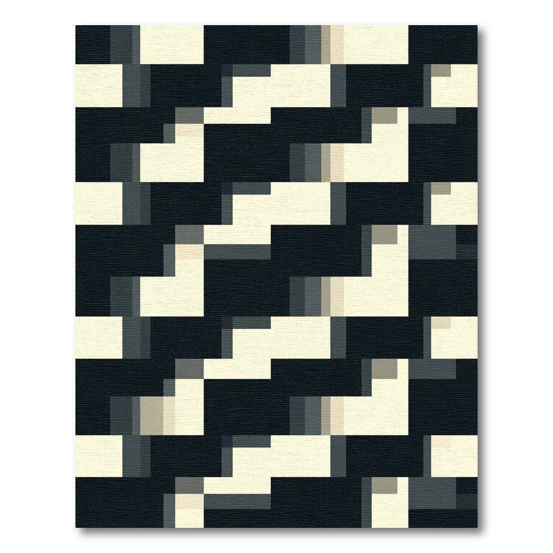 Modern Black And Cream Geometric Rug