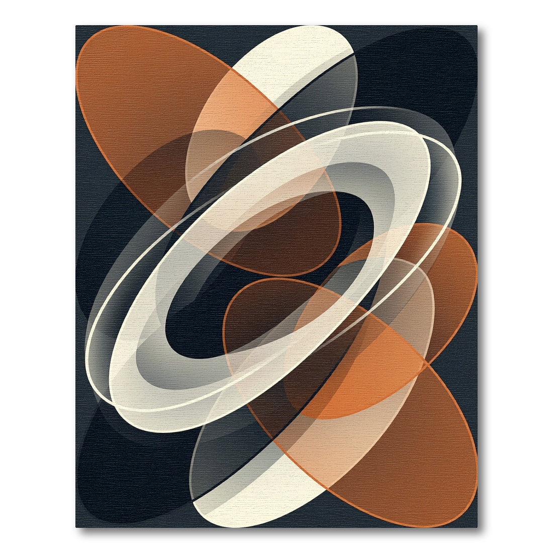 Modern Abstract Burnt Orange Elliptical Art Rug
