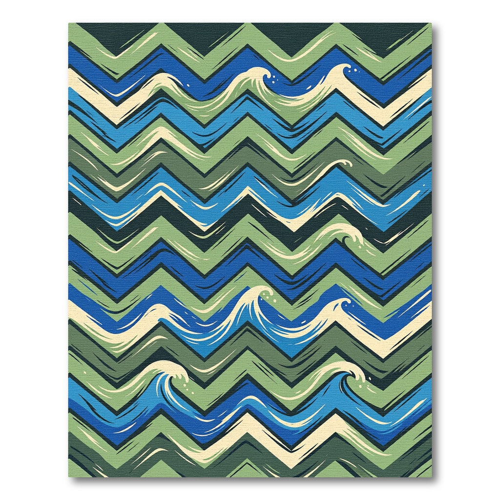 Blue Green Chevron Ocean Waves Rug