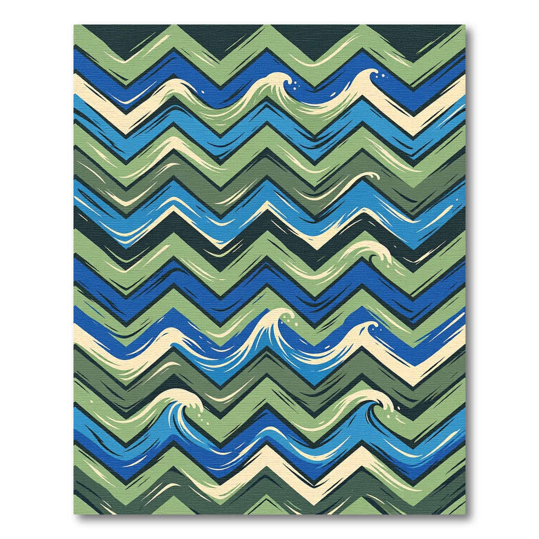 Blue Green Chevron Ocean Waves Rug