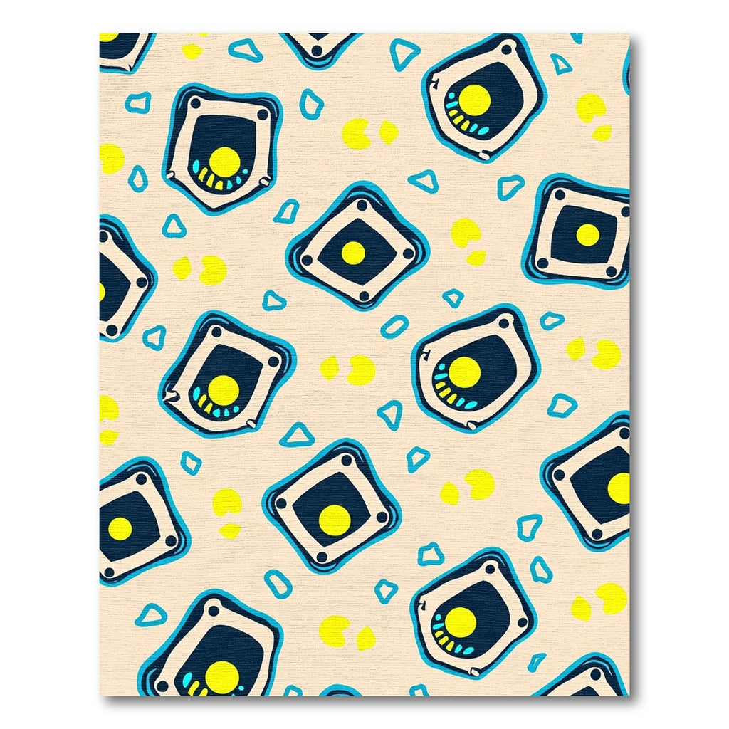 Abstract Blue Yellow Shield Shapes Rug