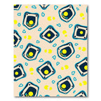 Abstract Blue Yellow Shield Shapes Rug