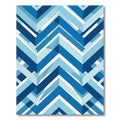 Modern Geometric Blue Chevron Statement Rug