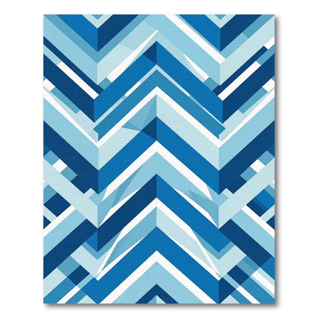 Modern Geometric Blue Chevron Statement Rug