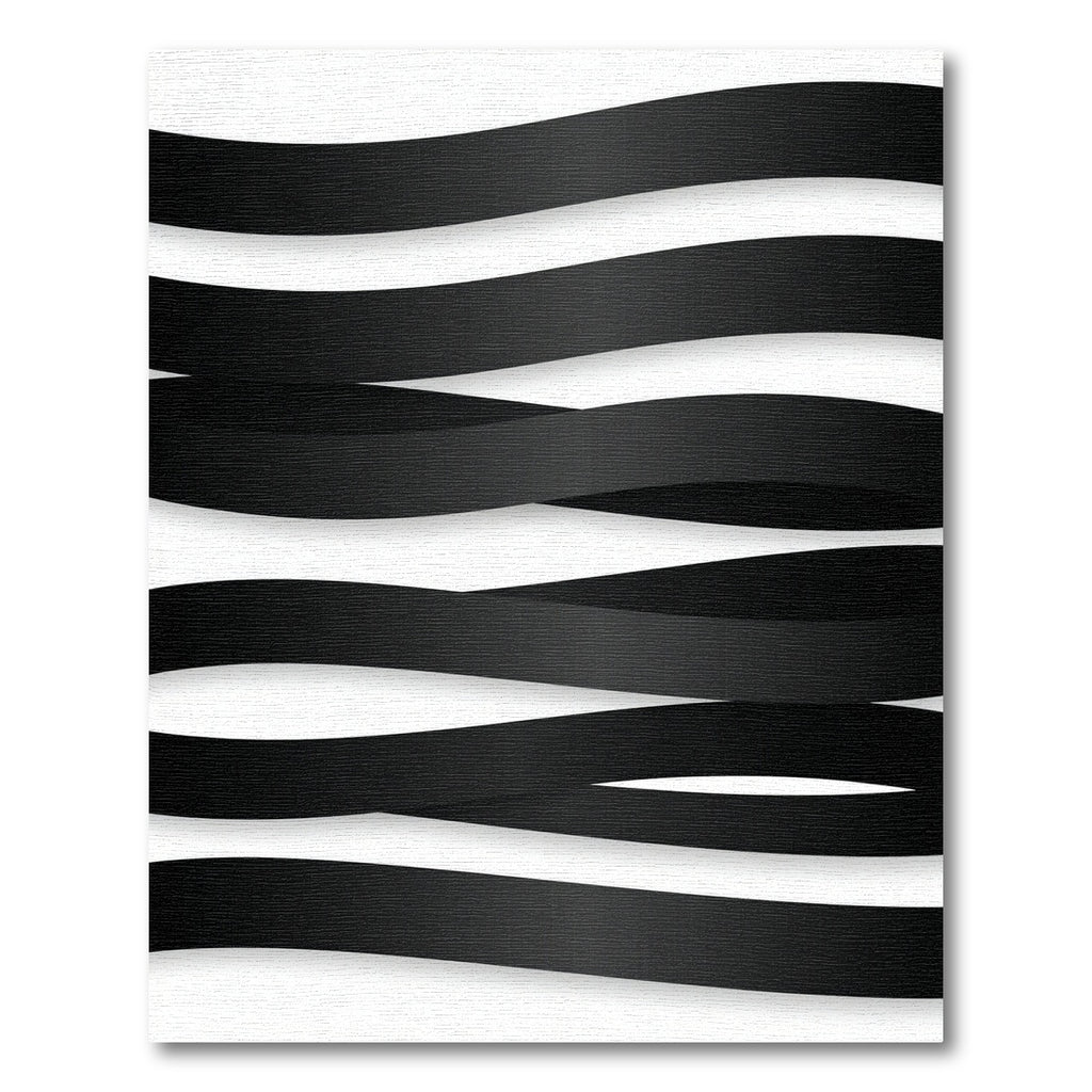 Minimalist Monochrome Wavy Black Stripe Rug