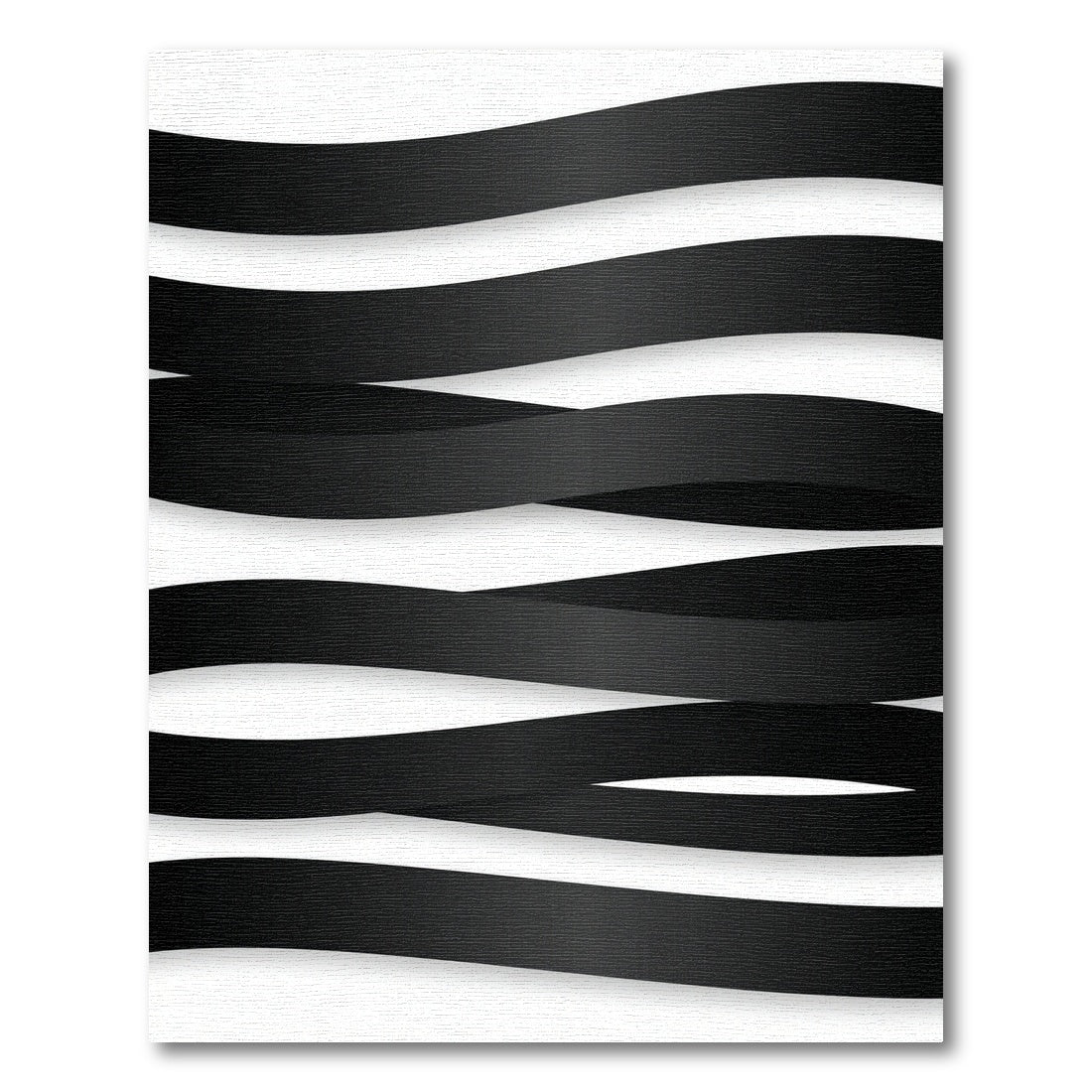 Minimalist Monochrome Wavy Black Stripe Rug