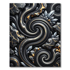 Dark Swirls Crystals Gold Rock Abstract Rug