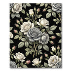 Elegant Monochrome Rose Bouquet on Black Rug