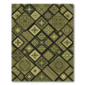 Olive Gold Geometric Tribal Square Tile Rug