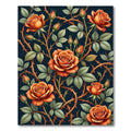 Moody Orange Rose and Thorn Botanical Rug